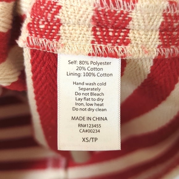 Design Lab Lord & Taylor Striped Woven Sleeveless Mini Sheath Dress Red Cream XS - Picture 6 of 13